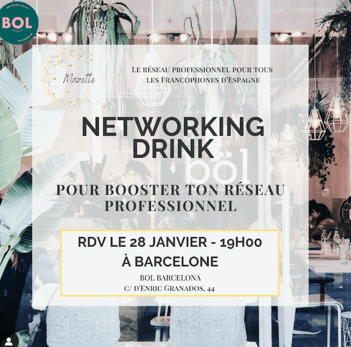 affiche du networking drink à barcelone