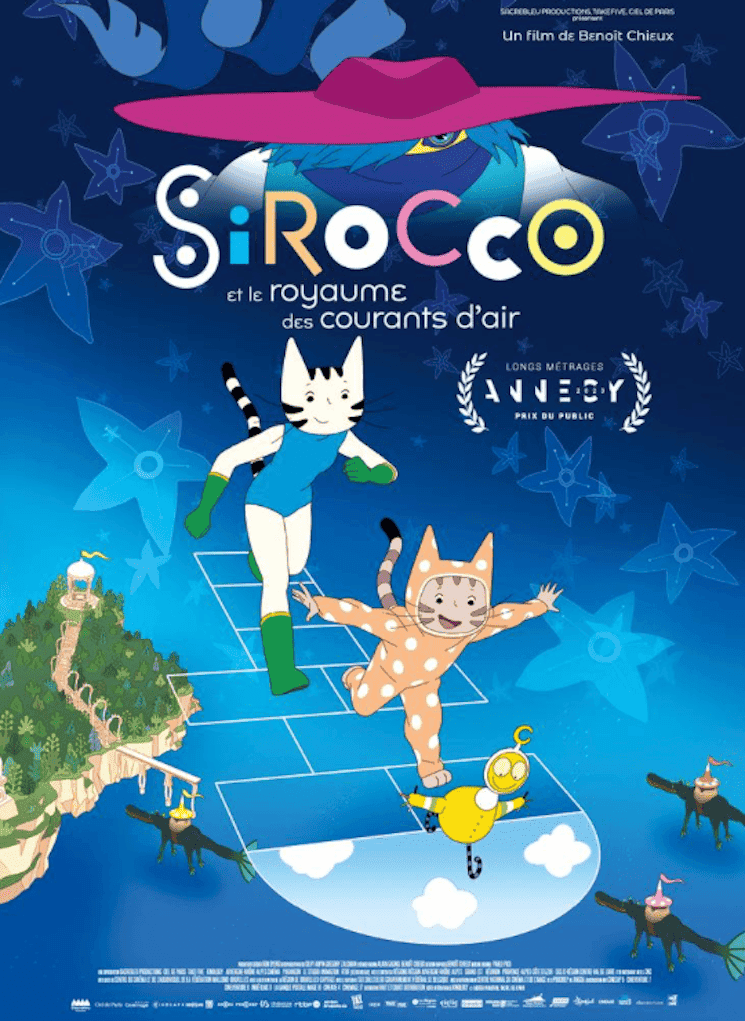 Affiche du film d’animation "Sirocco et le Royaume des Courants d’Air", une aventure féérique pour toute la famille, projeté à l’Institut Français d’Izmir en février 2025.