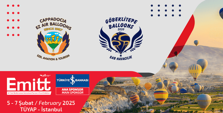 Affiche officielle du salon EMITT Istanbul 2025, un événement international dédié au tourisme et aux voyages.