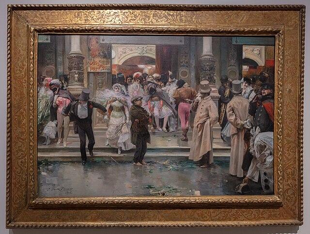 Quitter le bal masqué (1905), œuvre de José García Ramos, Musée Carmen Thyssen, Málaga, Espagne