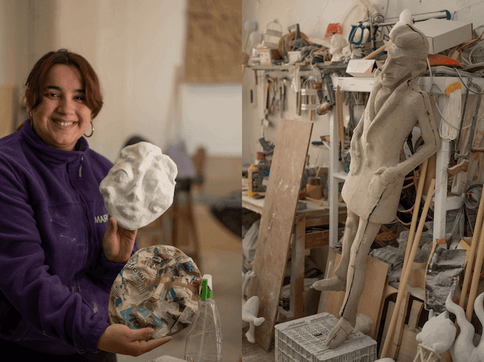 femme dans atelier de falleros pour la création des fallas
