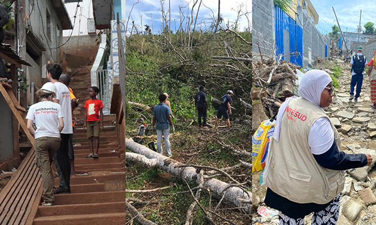Trois photos des associations qui aident à Mayotte après le cyclone
