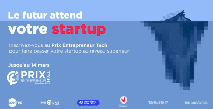 affiche bleue du prix des entrepreneurs à barcelone