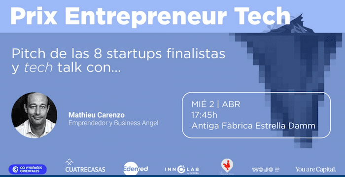 affiche bleue des prix tech entrepreneur à barcelone en 2025