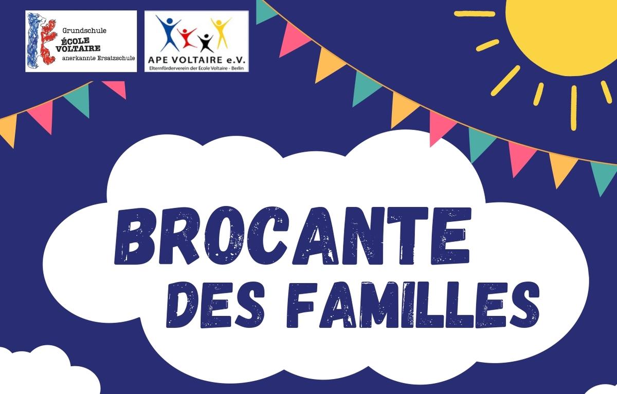 Affiche de l'événement brocante des familles de l'école Voltaire