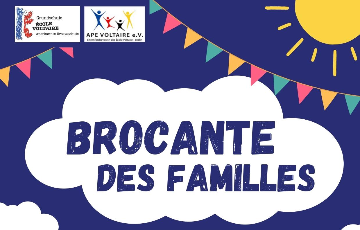 Affiche de l'événement brocante des familles de l'école Voltaire