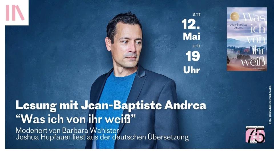 Affiche de l'évènement avec photo de l'écrivain Jean Baptiste Andrea