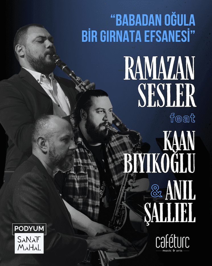 Affiche du concert jazz de Ramazan Sesler à Bursa avec Kaan Bıyıkoğlu et Anıl Şallıel, 24 avril 2025