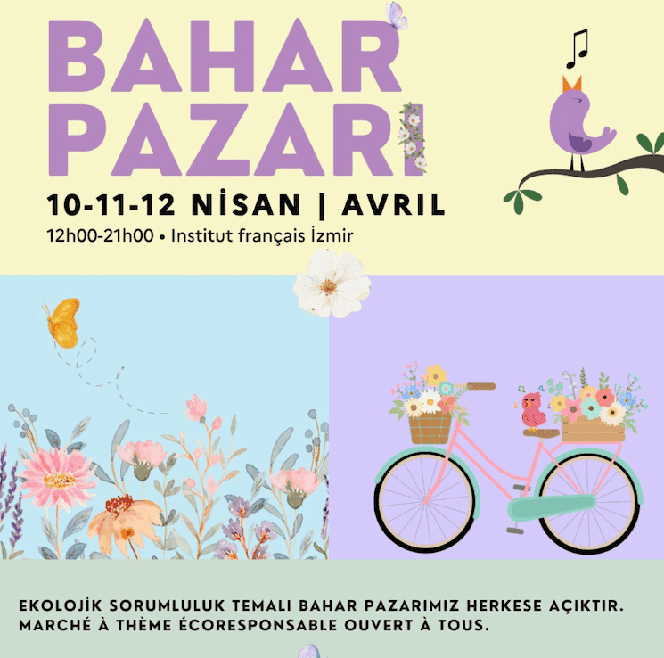 Affiche du Marché de printemps 2025 à l’Institut français d’Izmir – Bahar Pazarı