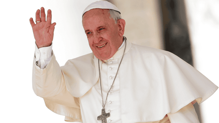 Le pape François saluant la foule, en habit blanc, quelques années avant son décès en 2025