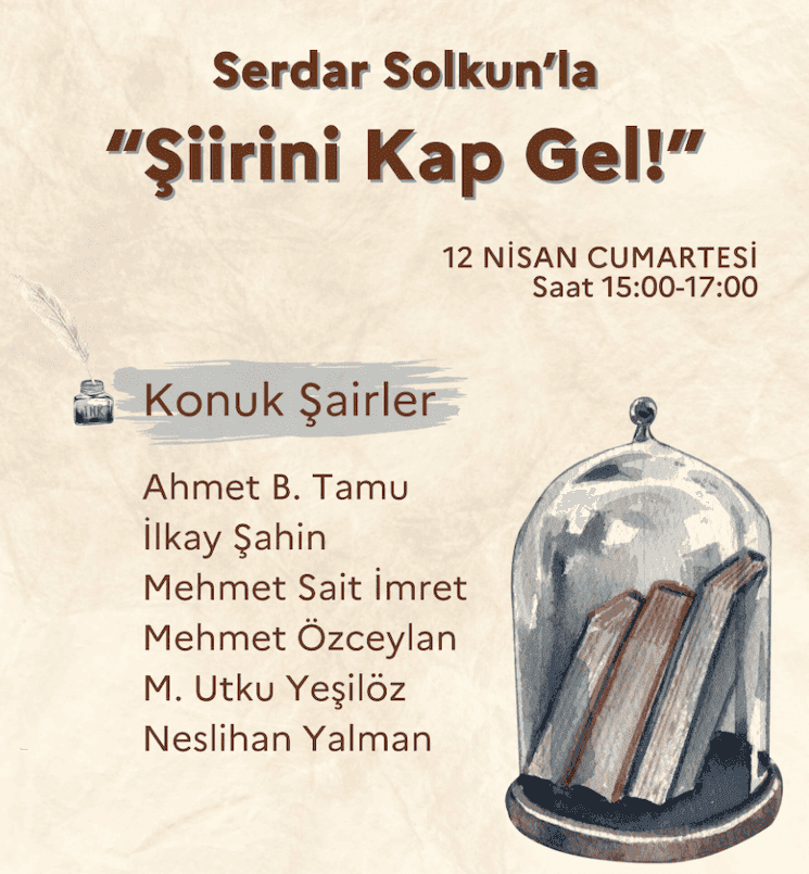 Affiche de la soirée poésie “Şiirini Kap Gel” à l’Institut français d’Izmir – 12 avril 2025