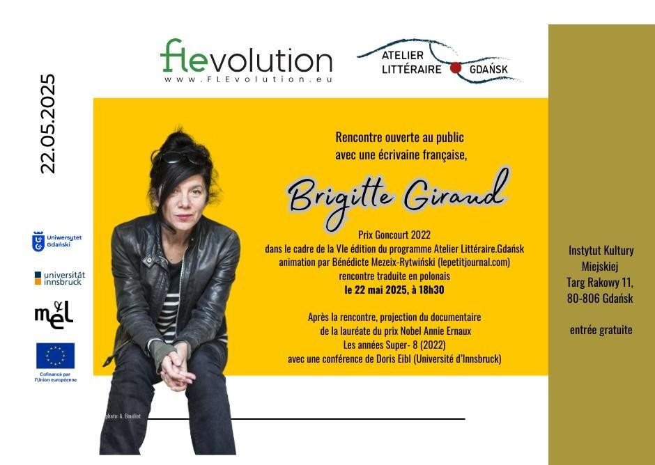 Rencontre littéraire ouverte au public à Gdańsk - Brigitte Giraud, Prix Goncourt 2022