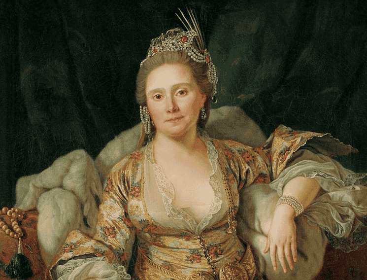 Portrait de la comtesse de Vergennes en costume ottoman, peint par Antoine de Favray au XVIIIe siècle
