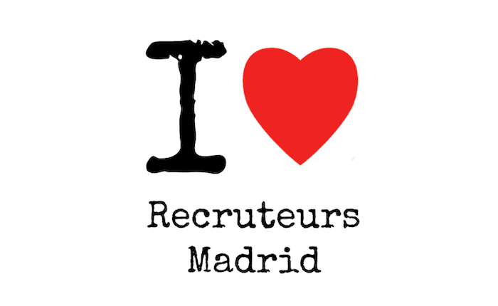 affiche blanche avec coeur rouge du salon de l'emploi francophone à madrid