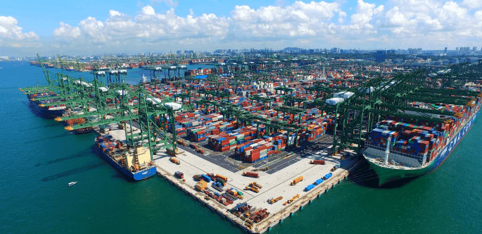 Le port de Tuas à Singapour. Crédit : PSA.