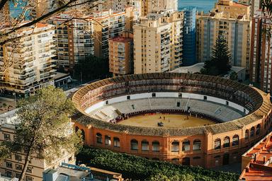 Vue Aérienne Des Arènes Historiques De Malaga