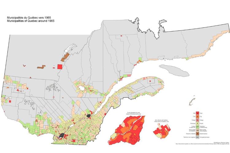 les municipalités du Québec vers 1965