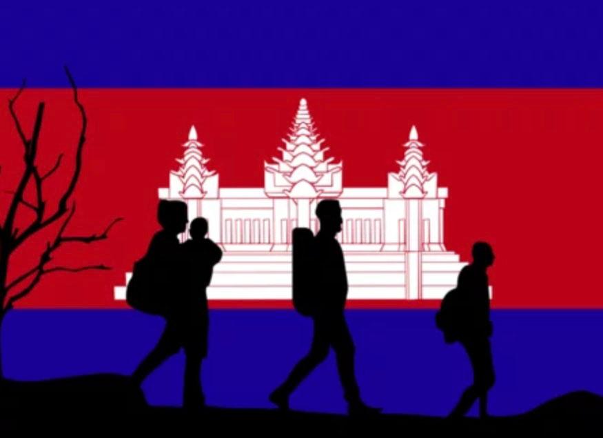 Réfugiés sur drapeau du Cambodge