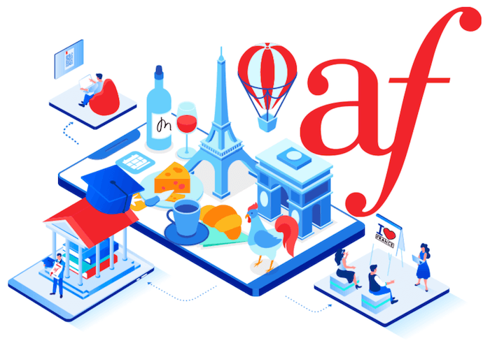 dessin stylisé avec logo de l'alliance francaise de madrid