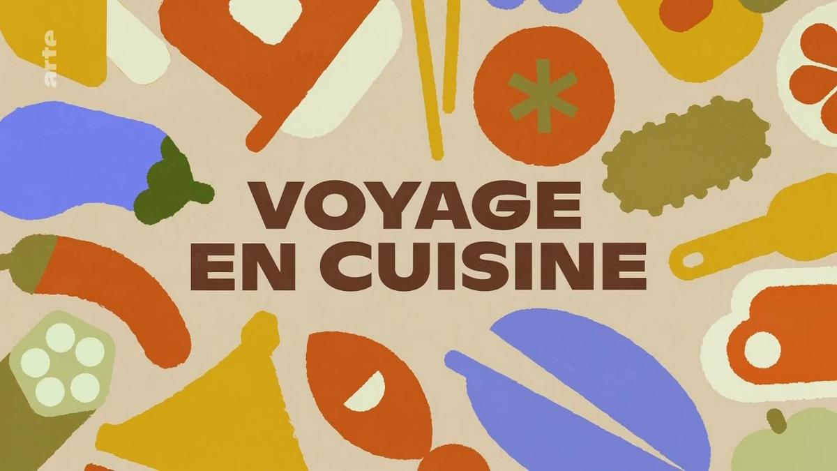 logo de l'émission Voyage en cuisine de la chaine Arte