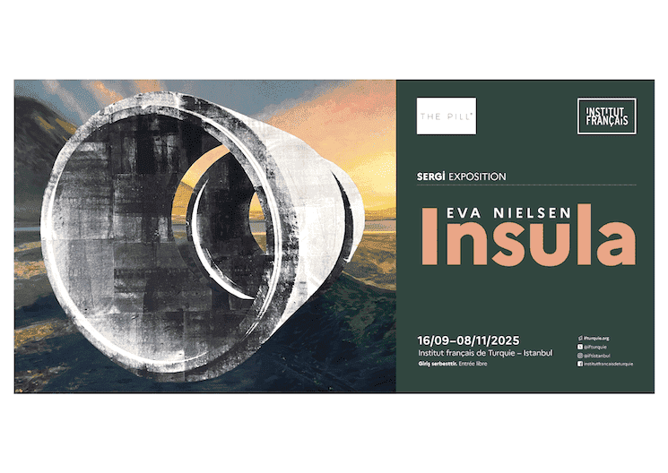 Affiche de l’exposition Insula d’Eva Nielsen à l’Institut français d’Istanbul (16 septembre – 8 novembre 2025)