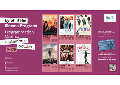 Affiche officielle de la programmation cinéma septembre-octobre 2025 de l’Institut français d’Istanbul.