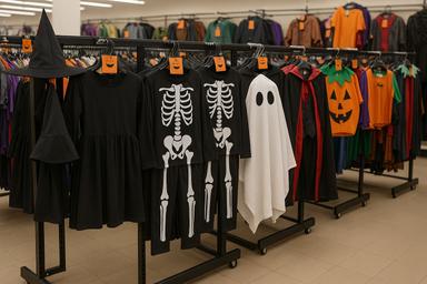 Des costumes de Halloween dans un magasin
