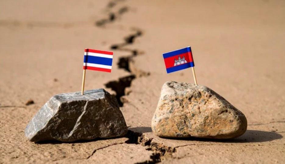 Cailloux thaï et cambodgien frontière