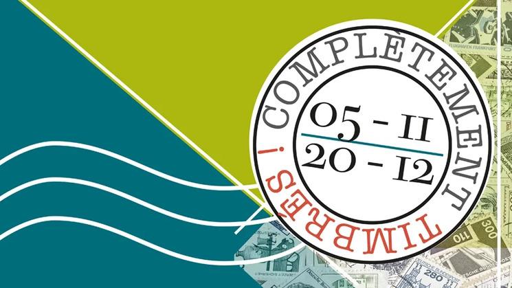 Affiche de l'exposition "Complètement timbrés"