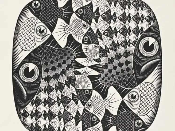 DESSIN noir et blanc escher