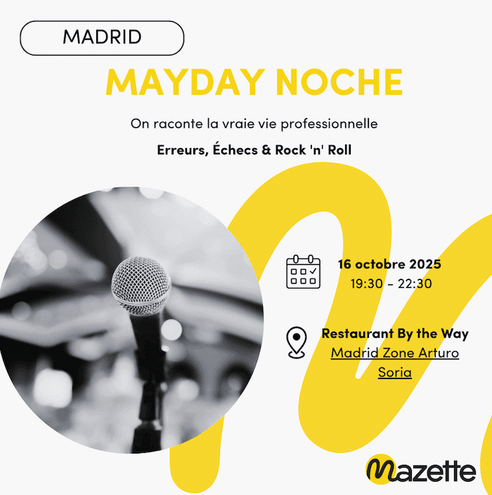 affiche blanche et jaune mayday noche