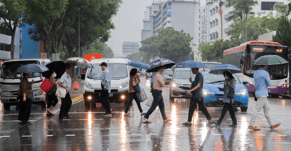 Scène du quotidien: Singapour sous la pluie. Photo: Asia One