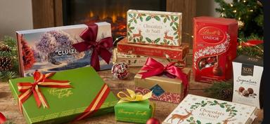 Des boites de chocolats de Noël