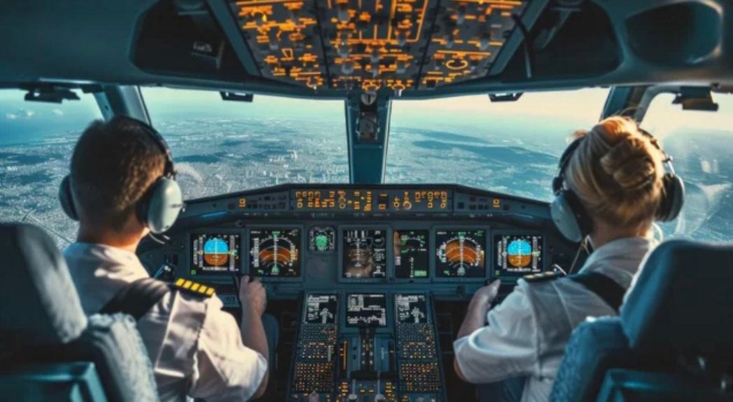 Pilotes d’avion de dos