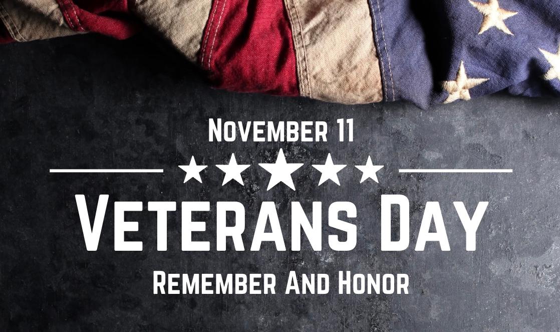 Le drapeau américain avec la date de Veterans Day aux US