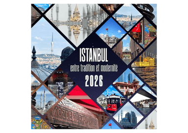 Première page du calendrier Istanbul Accueil 2026 intitulé “Istanbul, entre tradition et modernité