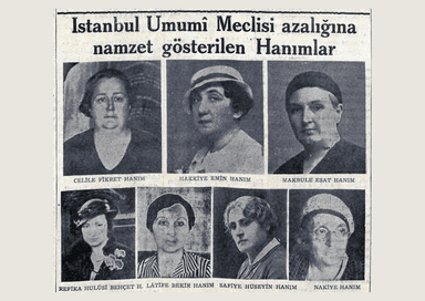 Portraits de femmes candidates aux élections d’Istanbul en 1934, avant l’obtention du droit de vote en Turquie.