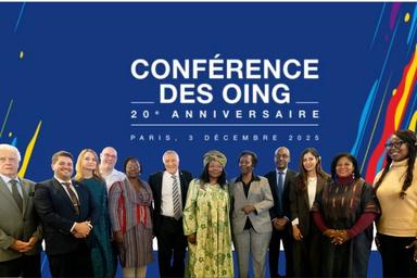 La SG de l'OIF, le VP et le président de la COING et des membres