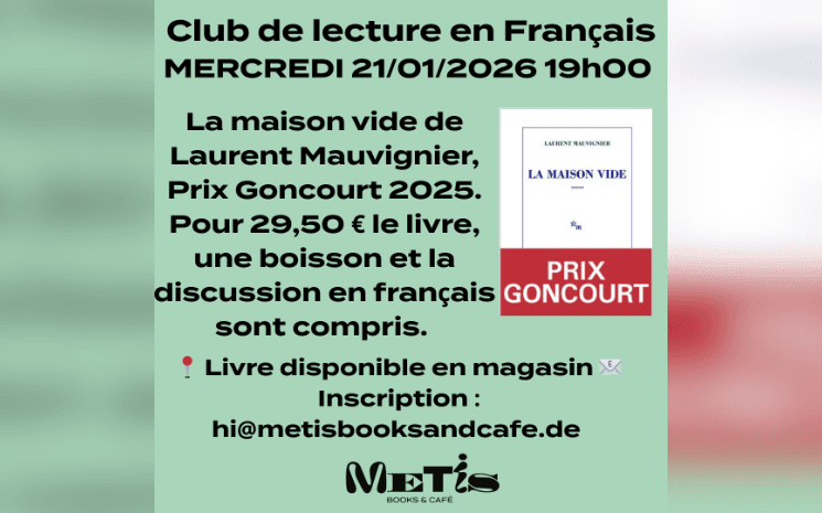 Affiche pour l'évènement du club de lecture en français