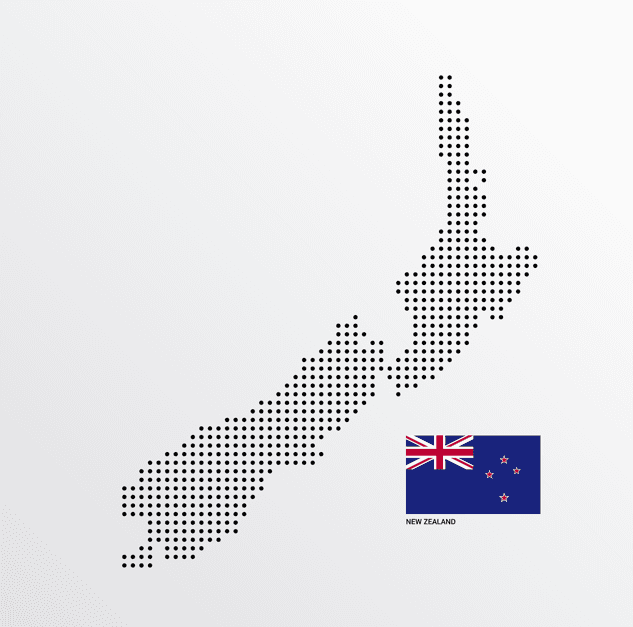 Carte de la nouvelle-zelande et drapeau