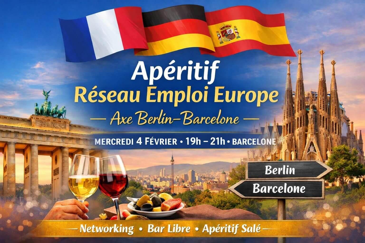 affiche de l'aperitif reseau emploi barcelone-berlin