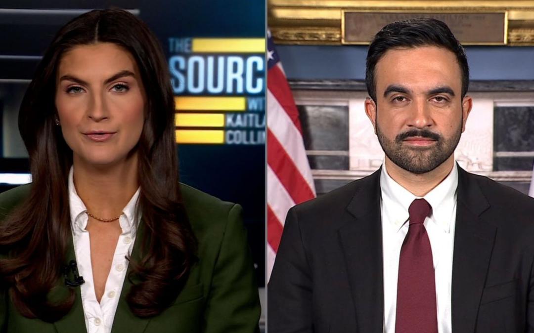 Captures d'écran de Zohran Mamdani, maire de New York et Kaitlan Collins, journaliste américaine, sur CNN, jeudi 8 janvier 2026
