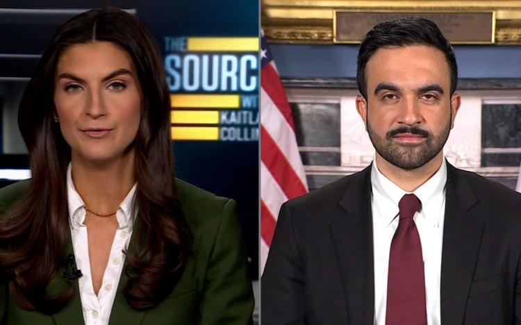 Captures d'écran de Zohran Mamdani, maire de New York et Kaitlan Collins, journaliste américaine, sur CNN, jeudi 8 janvier 2026