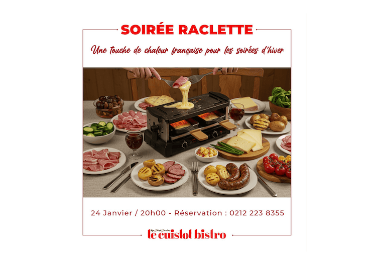 Soirée raclette au restaurant Le Cuistot Bistro à Istanbul, janvier 2026