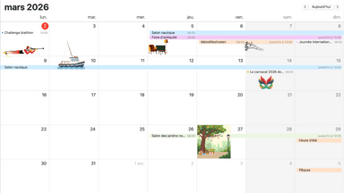 calendrier agenda du mois de mars