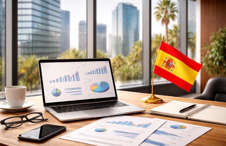 Illustration d'un bureau d'entrepreneur en Espagne