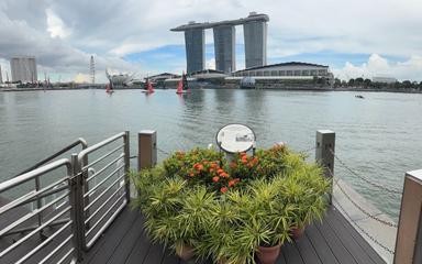 Le lieu d’immersion des cendres de Mahatma Gandhi à Singapour.