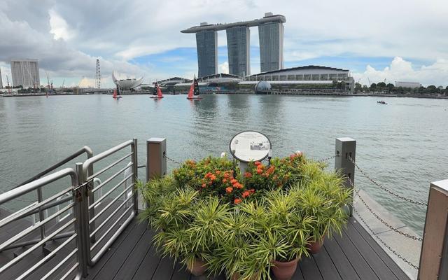Le lieu d’immersion des cendres de Mahatma Gandhi à Singapour.