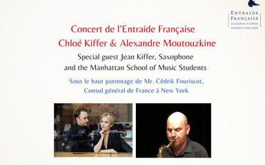 Affiche du concert de l'Entraide française avec Chloé Kiffer et Alexandre Moutouzkine le 10 avril 2026 au Consulat général de France à New York