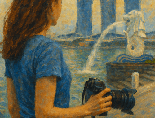 illustration femme prend photo